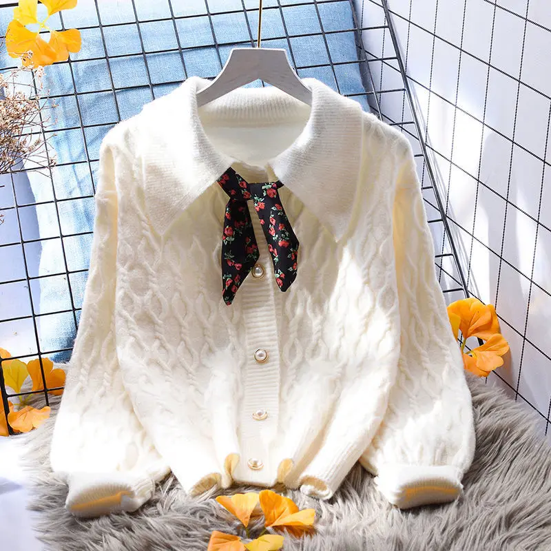 

Вязаный кардиган DUOFAN в литературном стиле, Женский однотонный вязаный свитер, свободный облегающий осенний универсальный джемпер, куртки, 2023