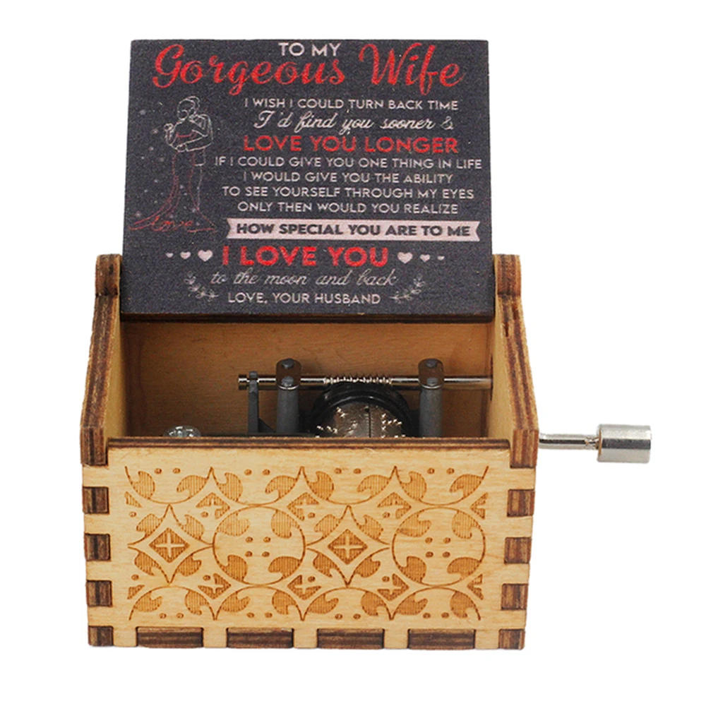 Mini Wooden Hand Cranked Music Box You Are My Sunshine Theme Song Mother's Day Gift for Mom Birthday Gift for Son