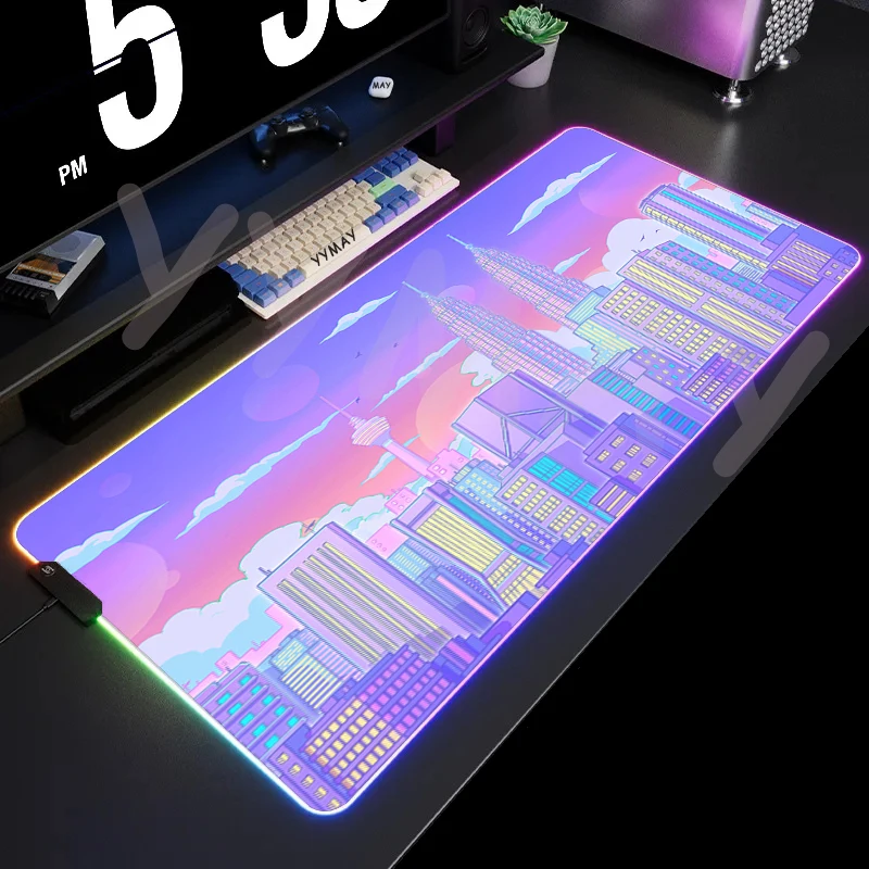 thumbnail image 1 of Alfombrilla de ratón RGB grande con paisaje lunar, alfombrilla de ratón LED para juegos, alfombrillas para jugador, alfombrillas de escritorio para PC, alfombrillas para teclado RGB XXL 35,4x15,7 pulg, 1 of 5