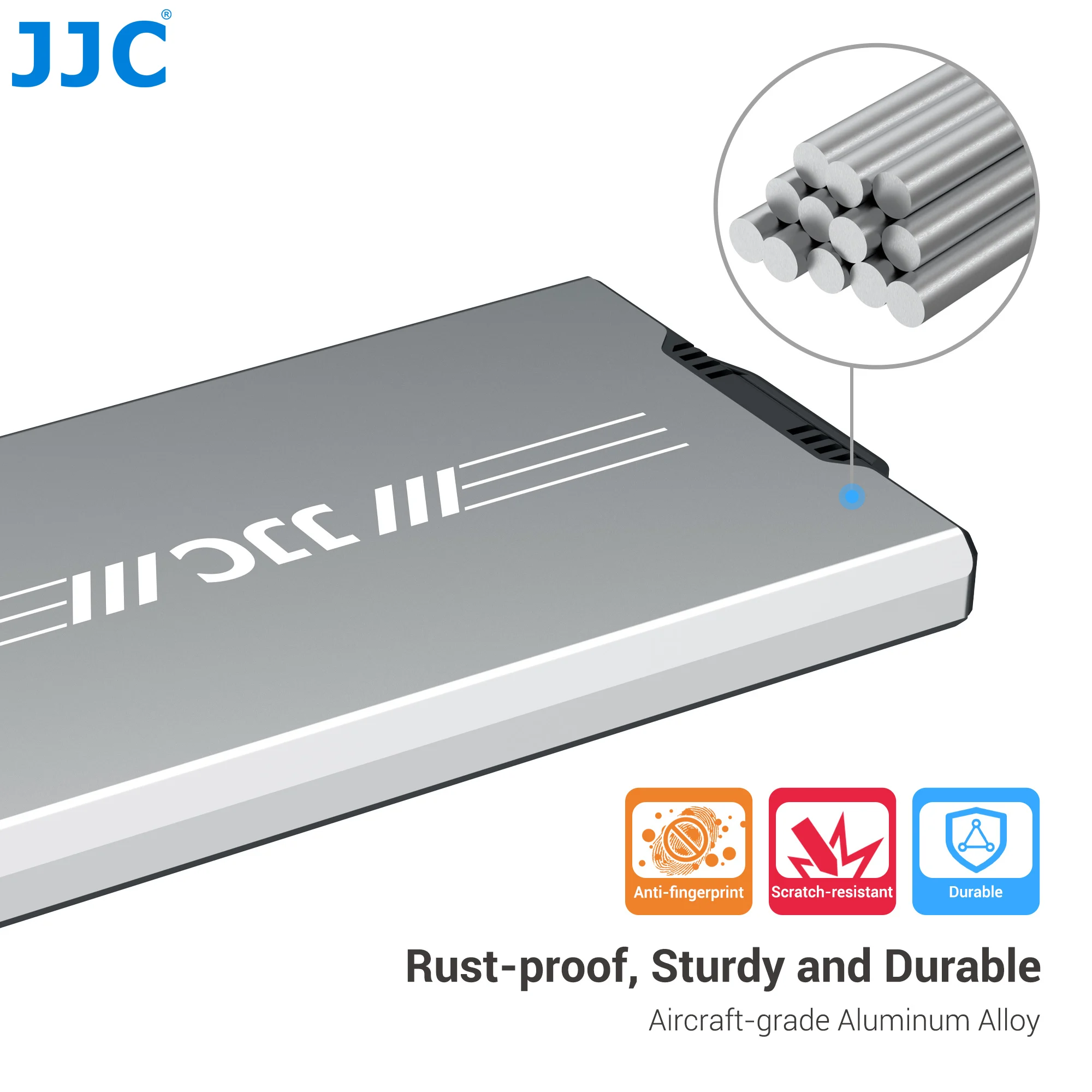 JJC Pop-up-Design, ultradünnes Speicherkartenetui, tragbarer Hartschalenschutz aus Metall für SD/Micro SD/TF/Nano SIM/NM-Karten – Detail 17