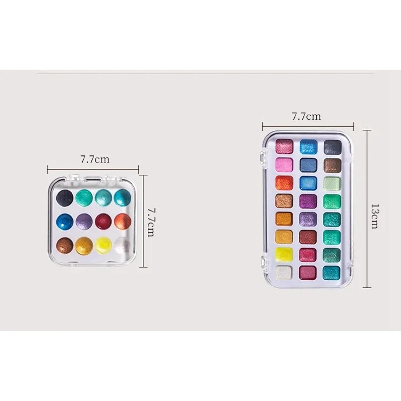 Paul Rubens Metallic Solid Watercolor Paint Set Glitter Water Color Pigment For Painting Acuarela Kids Art Supplies