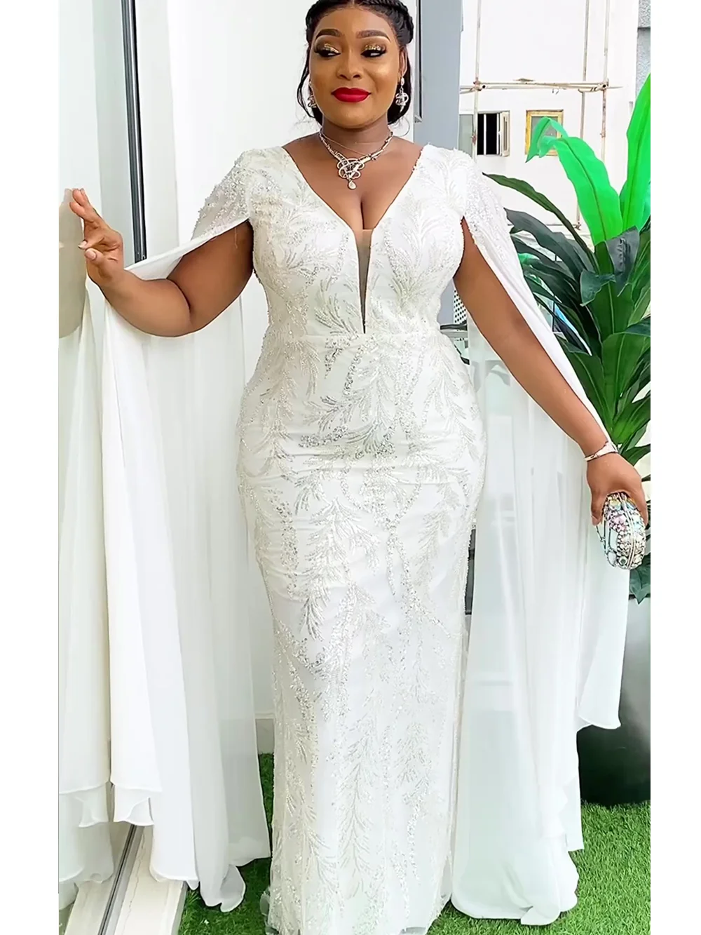African Dress Plus Size African Party Dresses for Women Dashiki Ankara Sequin Wedding Evening Gown