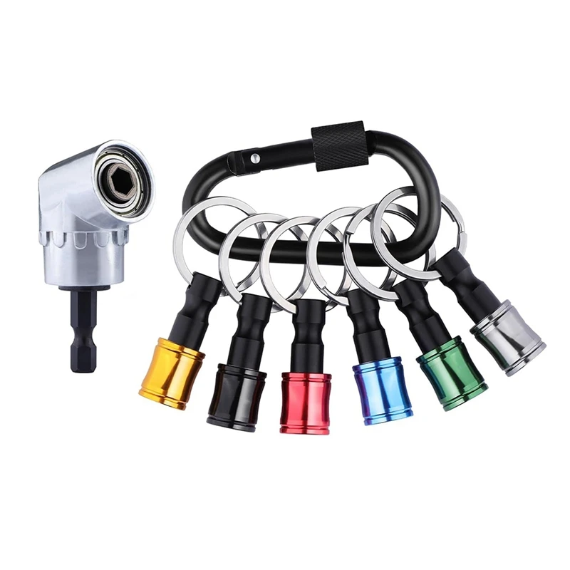 

6 PCS Portable Bit Holder Keychain As Shown Metal 1/4Inch Screwdriver Bits Retainer Carabiner