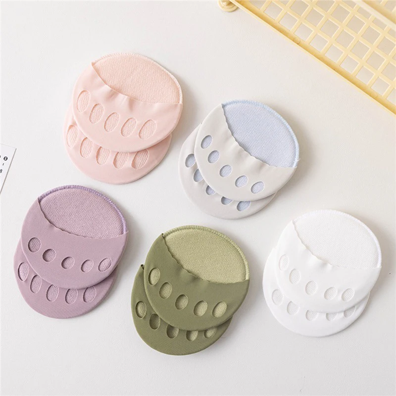 5pairs Front Foot Pads Women Summer Thin Anti Wear High Heel Pads Non Slip Half Palm Five Finger Sock Invisible Split Toe Socks