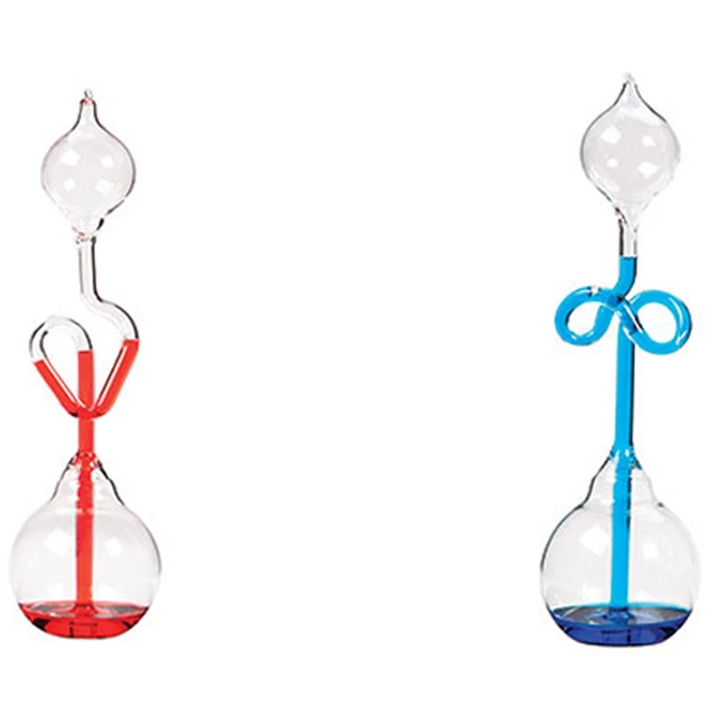 

2X Kids Children Educational Toys Science Energy Museum Toy Love Meter Hand Boiler Thermometer Spiral Glass Blue & Red