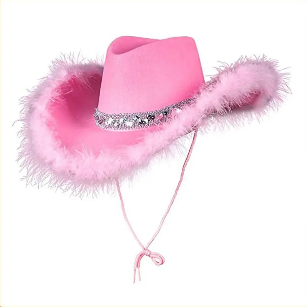 Mode Frauen Cosplay Cowboy Zubehör Kostüm Party Cowgirl Hut Pailletten Cowgirl Hüte Bachelorette Party Hut Cowboy Hut – Detail 3