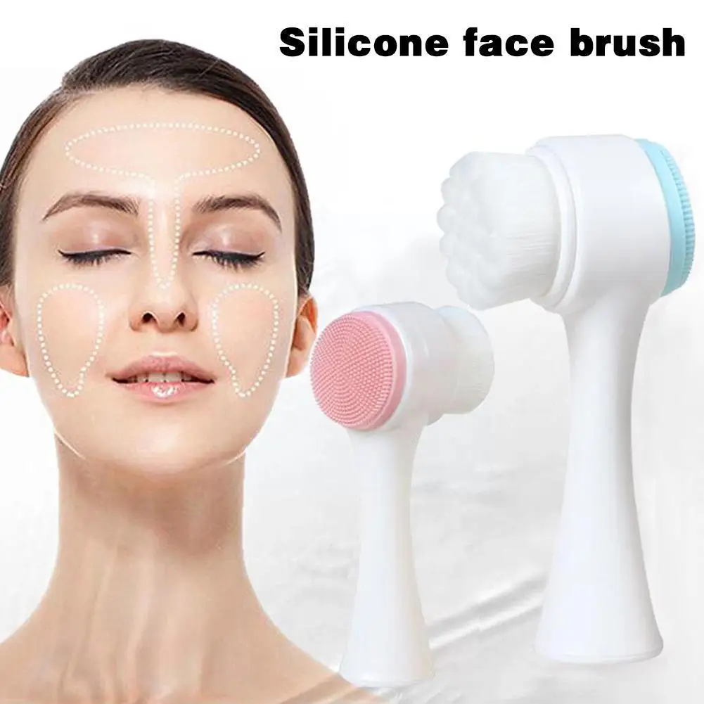 Silicone Double Sided Face Cleansing Brush Facial Cleanser Blackhead