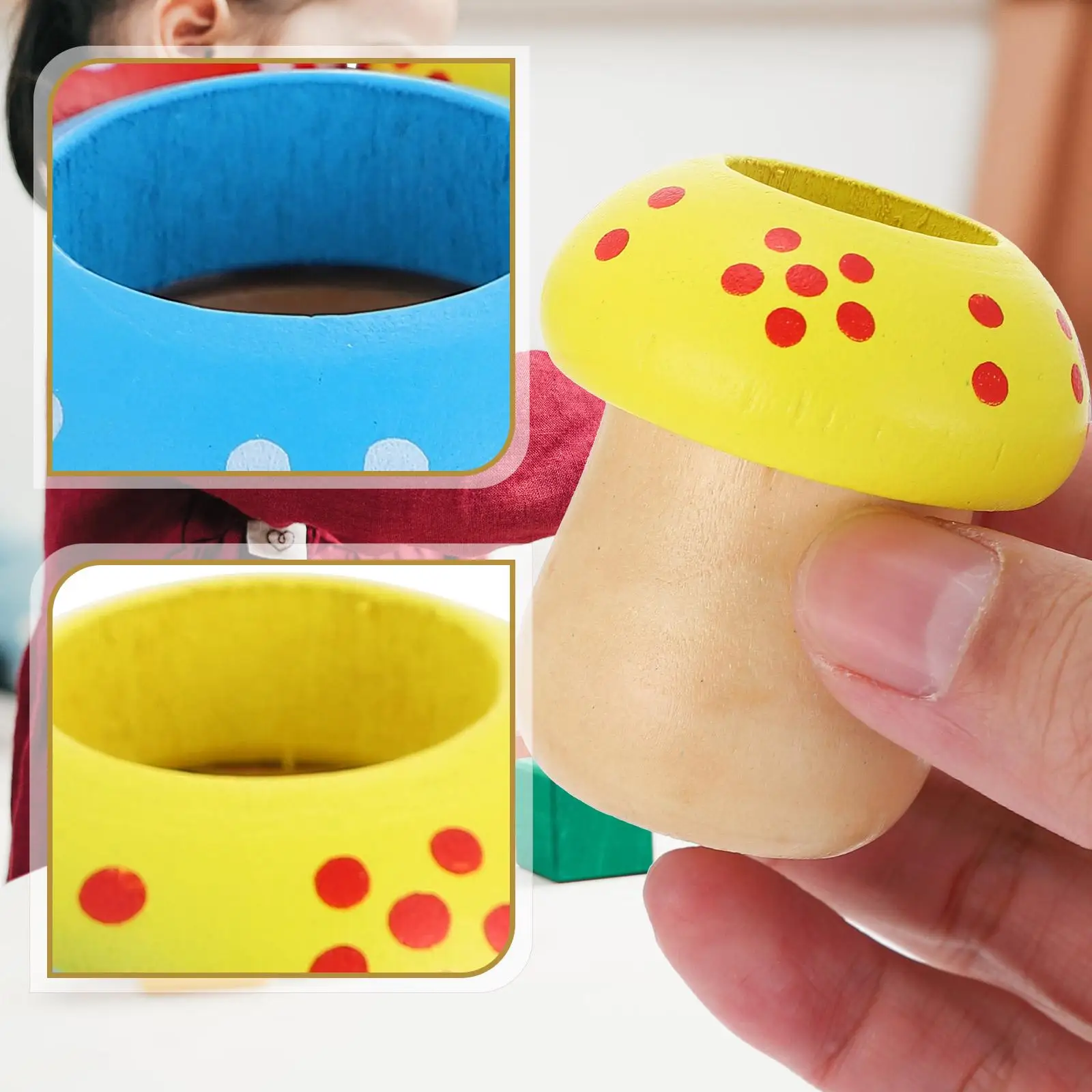 3 Pcs Prism Toy Wooden Kaleidoscope Mushroom Shape Kids Toys Children Cognitive Baby Toy Hand Eye Coordination Learning