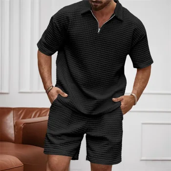 Men s Casual Outfit Short Sleeve Tee with Drawstring Shorts Set for a Stylish Summer Look 4
