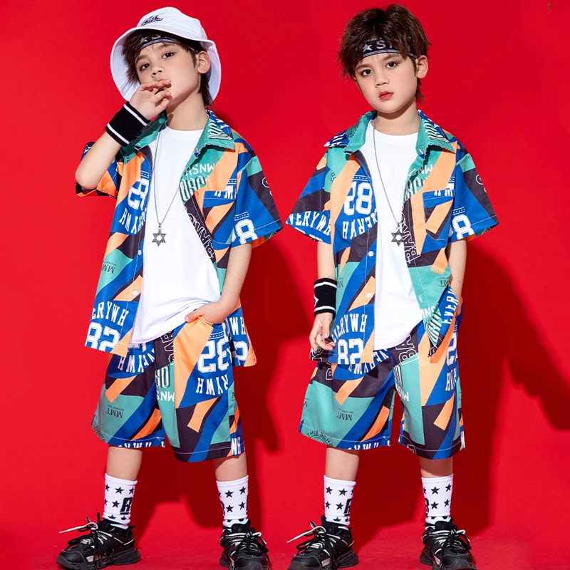

Jazz Dance Costumes For Kids Loose Hiphop Suit Girls Boys Ballroom Hip Hop Dance Rave Clothes Performance Stage Wear DQS12863
