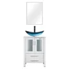 24" White Bathroom Vanity Stand Cabinet with Blue Boat Tempered Glass Sink & ORB Faucet Spacious Storage High Quality Material & 1