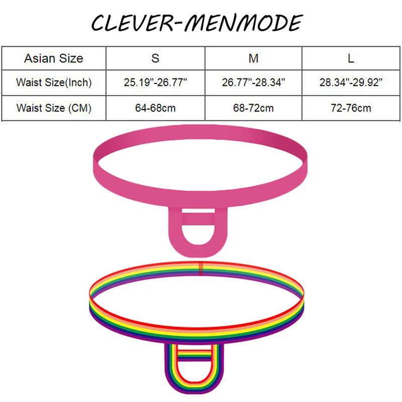 Men's Sexy Jockstrap Crotchless Cock Ring Thong Open Butt Panties Backless Bikini Rainbow Striped Fetish Costumes male underwear