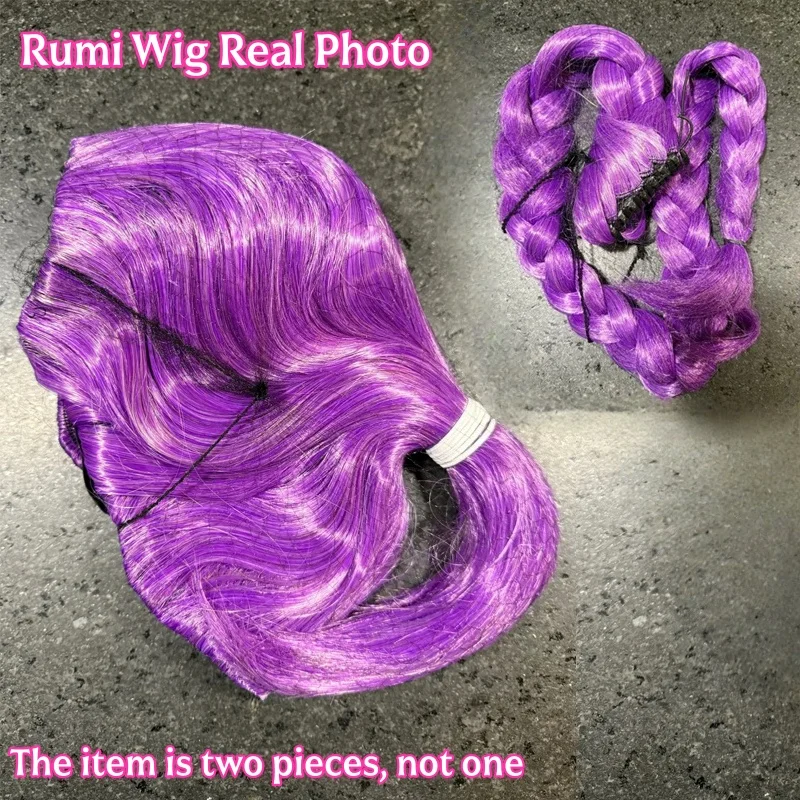 Demon Hunter Rumi Cosplay Wig - Purple Braided Anime Wig For Women & Men (Black Purple - Zoey Style)
