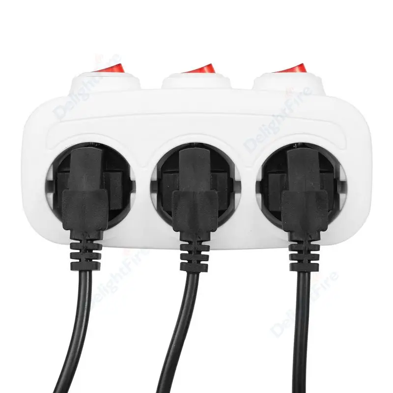 Electrical Socket EU Plug Extension Sockets With ON/OFF Switch 1 To 3 Way Universal Germany France Standard Wall Power Converter AC Outlet