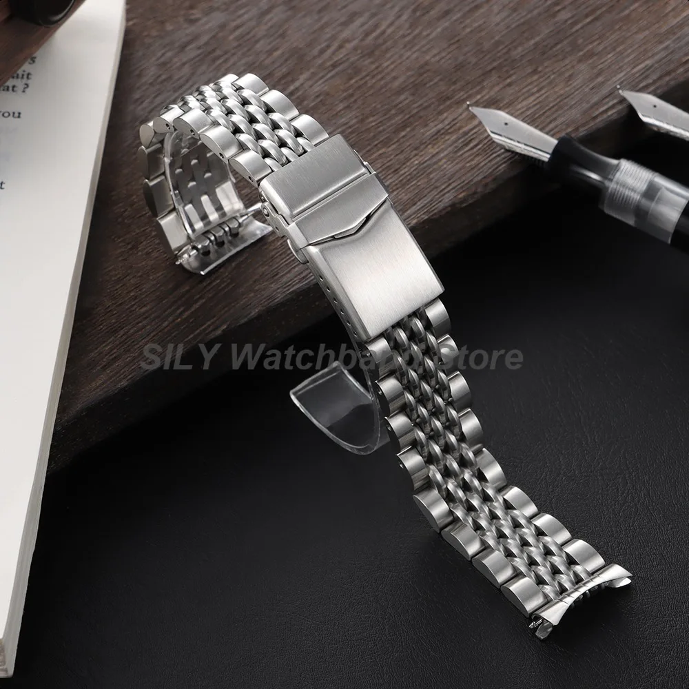 Armband mit Schraubglied, gerades/gebogenes Endarmband, 20/22 mm, Edelstahlarmband, Metallarmband für Seiko für Jubilee SKX007/009 – Detail 17