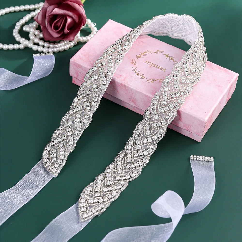 

Sparkly Rhinestones Bridal Belt for Women Wedding Crystals Sashes Organza Wedding Belt for Girls sukienki damskie na wesele