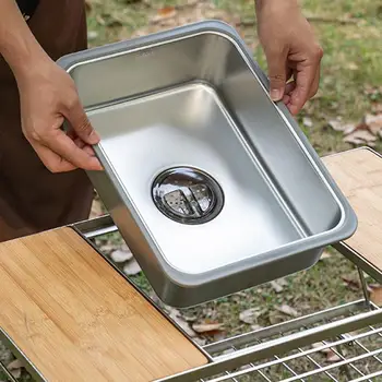 IGT Camping Table Sink – Stainless Steel One-Unit Wash Basin for Outdoor Kitchen & Picnic Setup 1