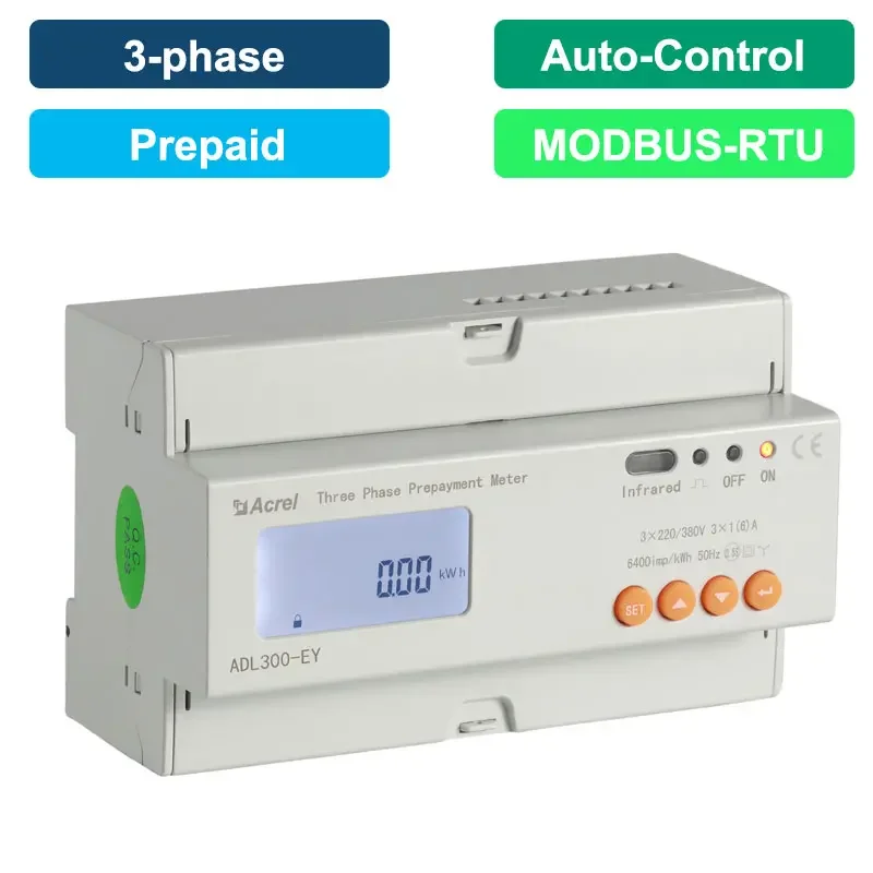 

Acrel 35mm Acrel 35mm Din Rail 3 Phase Prepayment Energy Meter Accuracy 0.5S LCD Display IOT Platform Matching