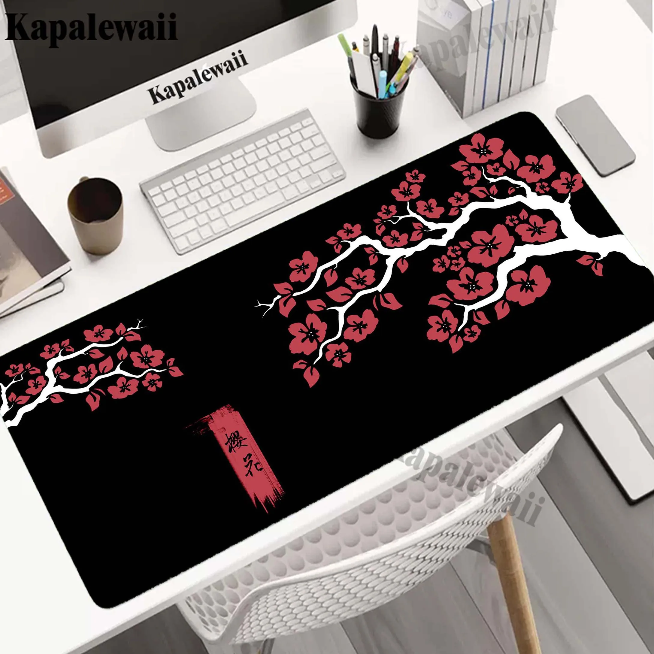 

Japanese Sakura Large Mouse Pad Gamer Mousepad Office Accessories for Desk Mat Game Keyboard Pads 900x400 Anti-slip Soft Pad XXL