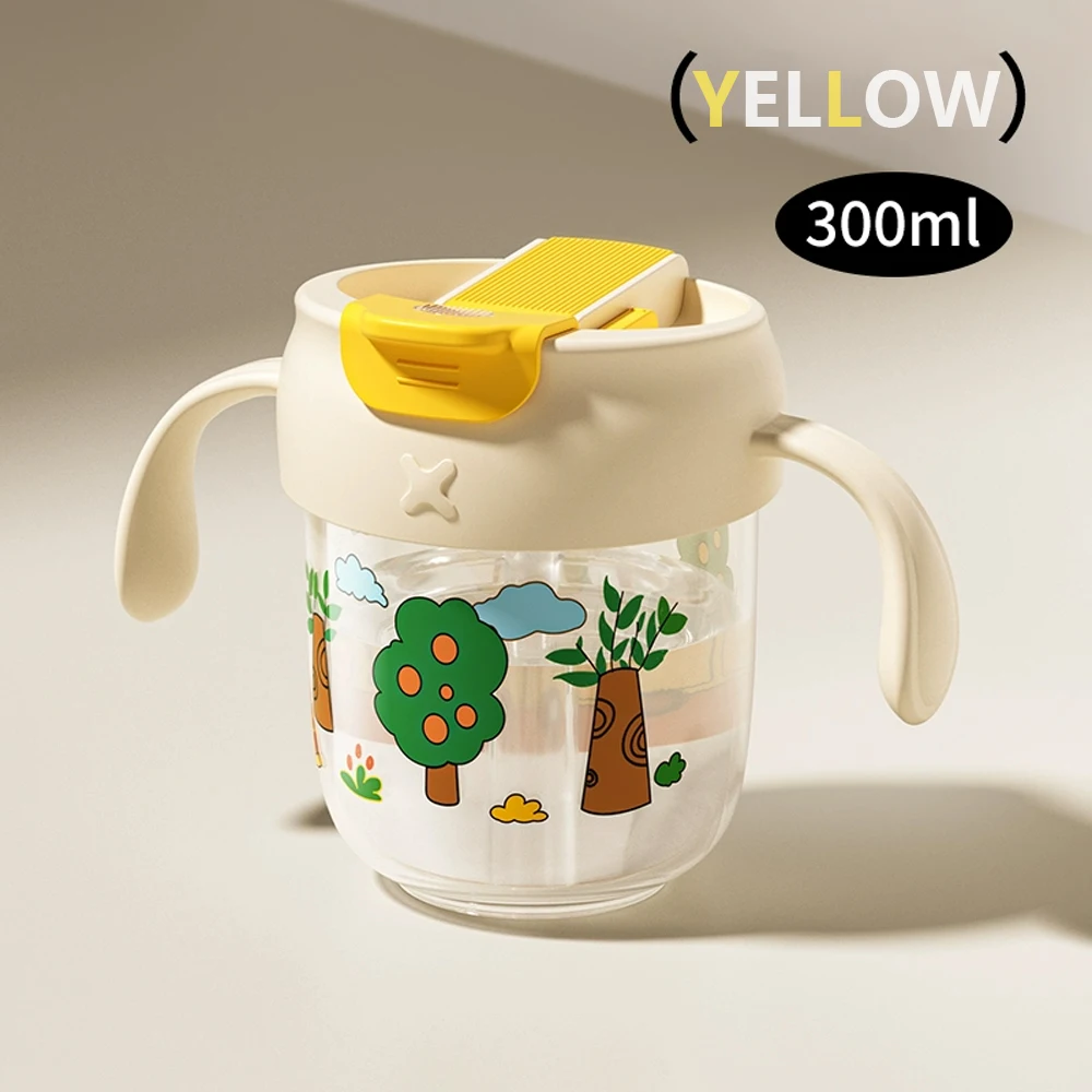 1PC Children's straw cup, PP multi-purpose baby cup with scale, direct drinking cup with handle, anti-fall and leak-proof
