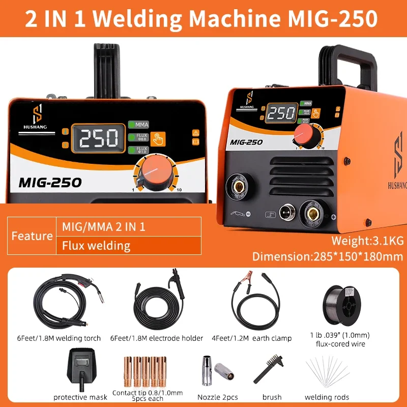 MINI Digital Gasless Mag Welder MMA Welding Machine Flux Core Wire Soldadora Poste A Souder Mig Mesin Las Mig-250 Without Gas 3