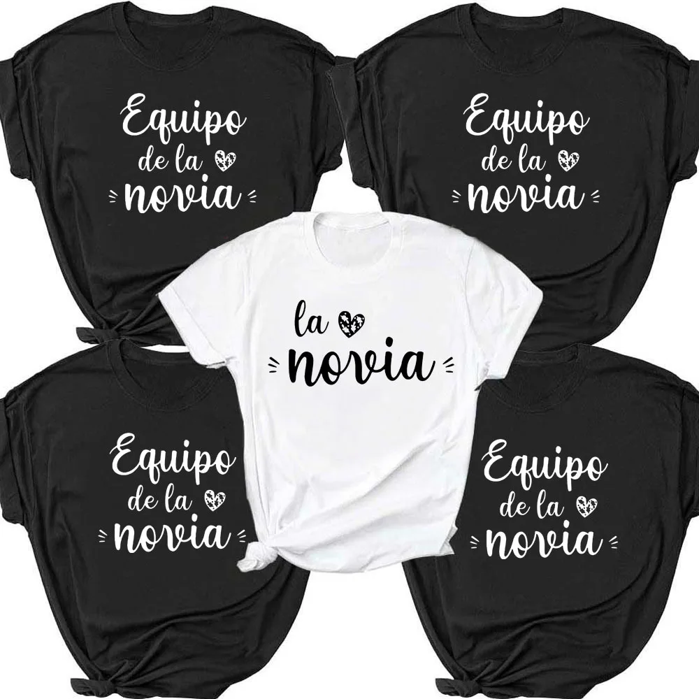 De la novia t shirt frauen spanisch boda espanol hochzeit t-shirt team braut evjf bachelor ette party hen party t shirt xx001