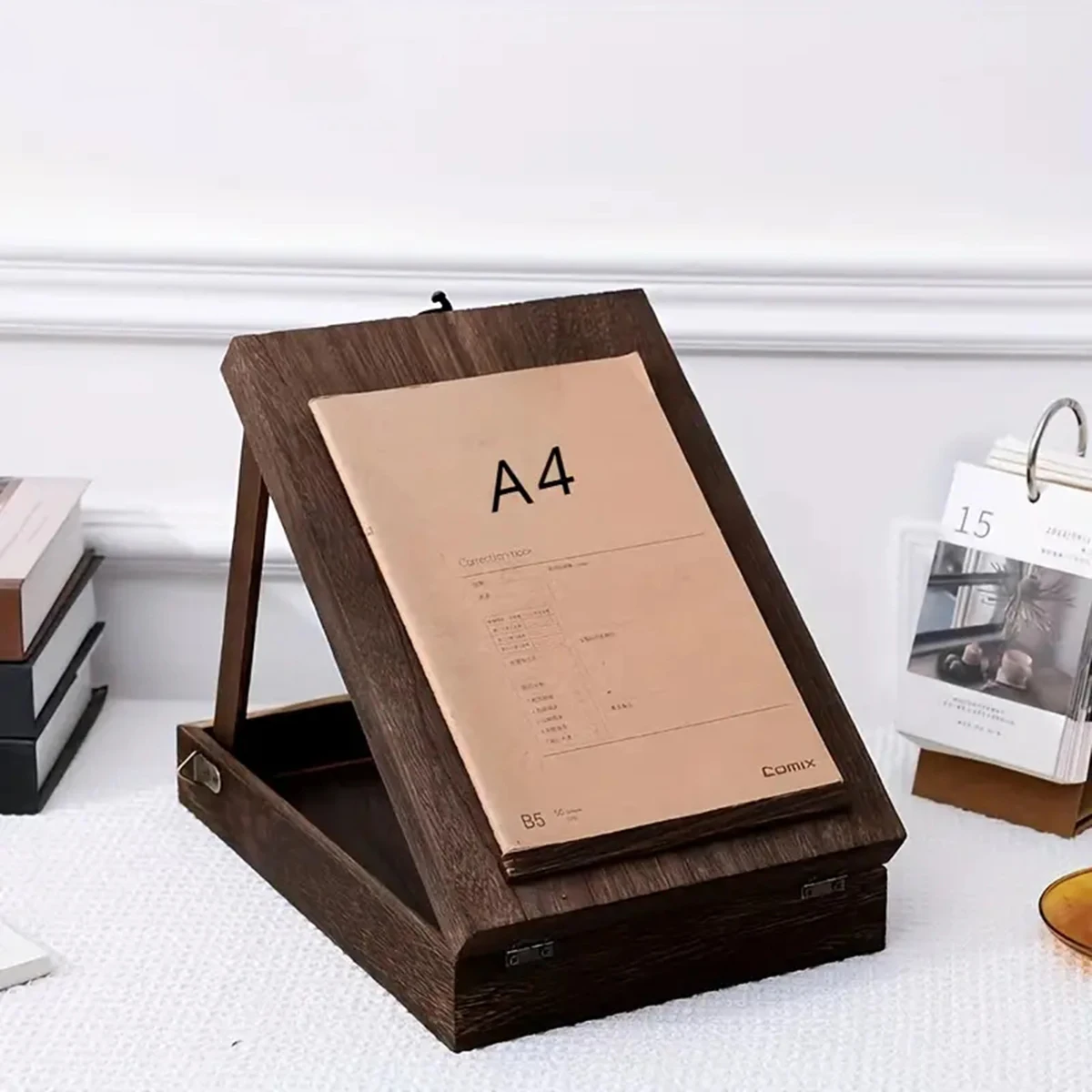 1pc Portable Wooden Sketch Box with Lid-Nostalgic Design for Outdoor Sketching and Tool Storage