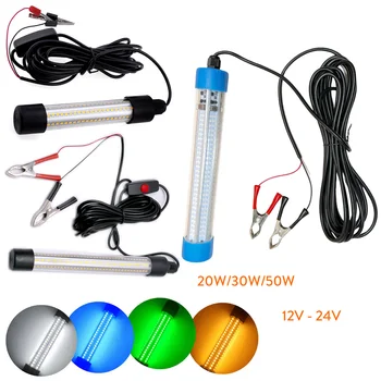 수중 LED 방수 조명 램프, 수중 야간 낚시 보트 야외 조명, 고출력, 20W, 30W, 50W, 12V, 24V