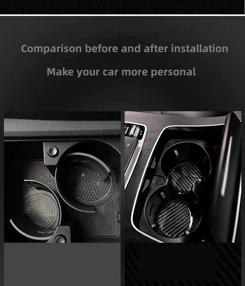 2Pcs Carbon Fiber Car Water Coaster Cup Mat Bottle Holder Anti-slip For Volkswagen Vw T-CROSS TCROSS Car Accessory
