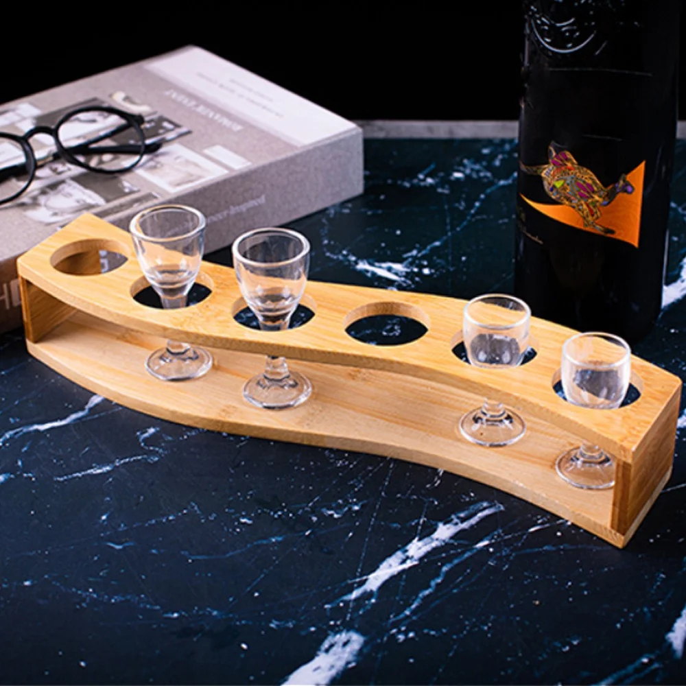 Shot Glass Holder Set 1Oz/30Ml 6Pcs Bamboo Holder