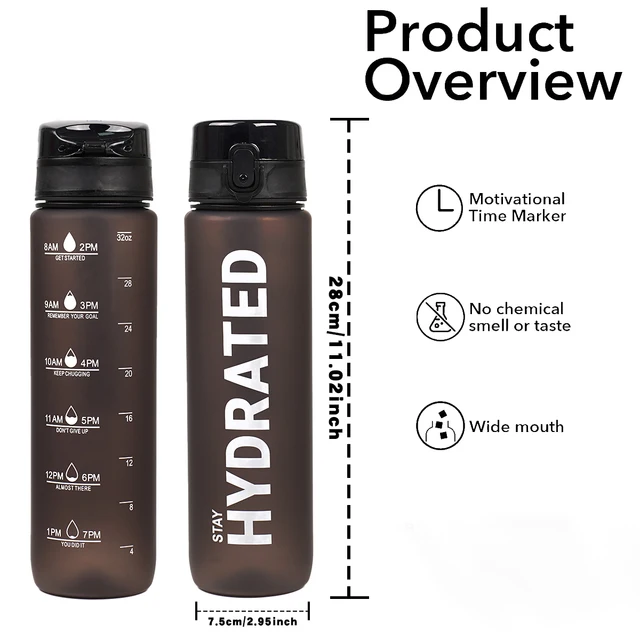 1pc 1000ml large capacity transparent plastic water bottle with cap and handle, multiple colors available, suitable for outdoor, 5