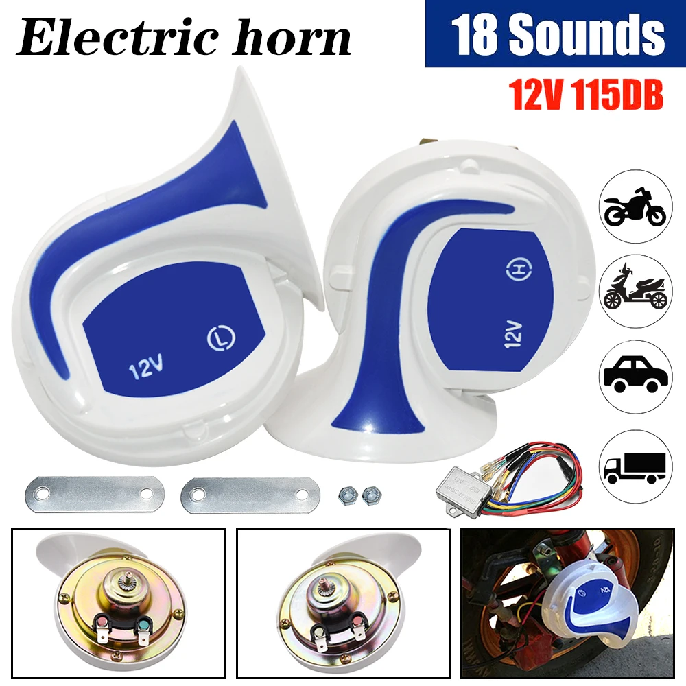 Universal Dual Tone Hi/Lo Loud Snail Horn Set Black 12v 12 Volt - Foto 4