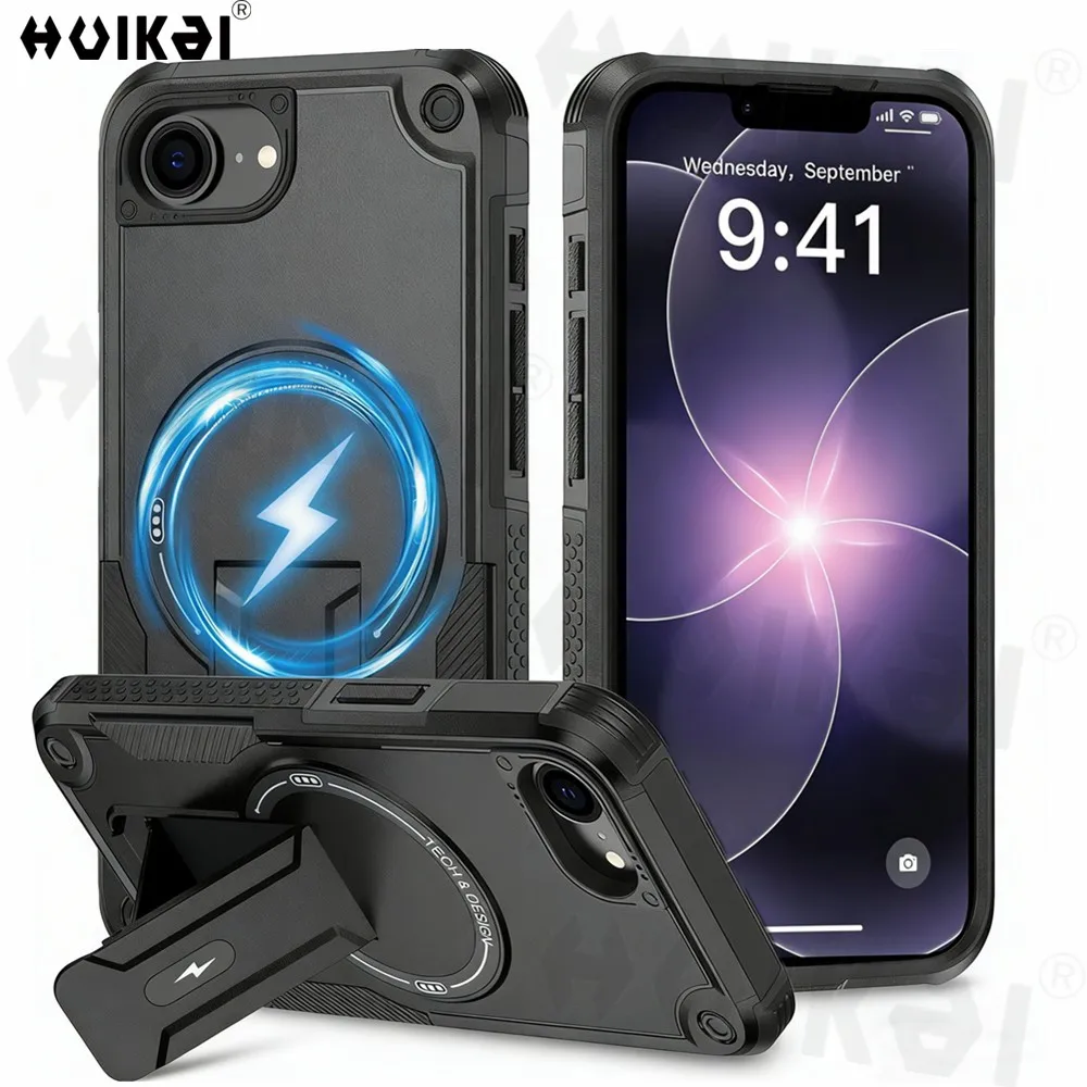 Magnetic Protective Phone Case with Stand and Kickstand Features