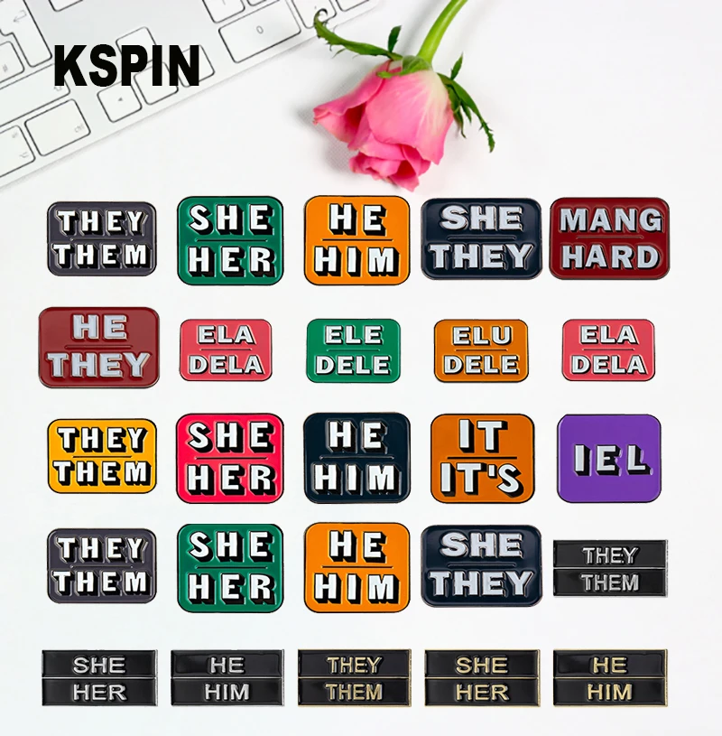 Pronouns-Enamel-Pins-THEY-THEM-SHE-HER-HE-HIM-Lapel-Pins-Badges ...