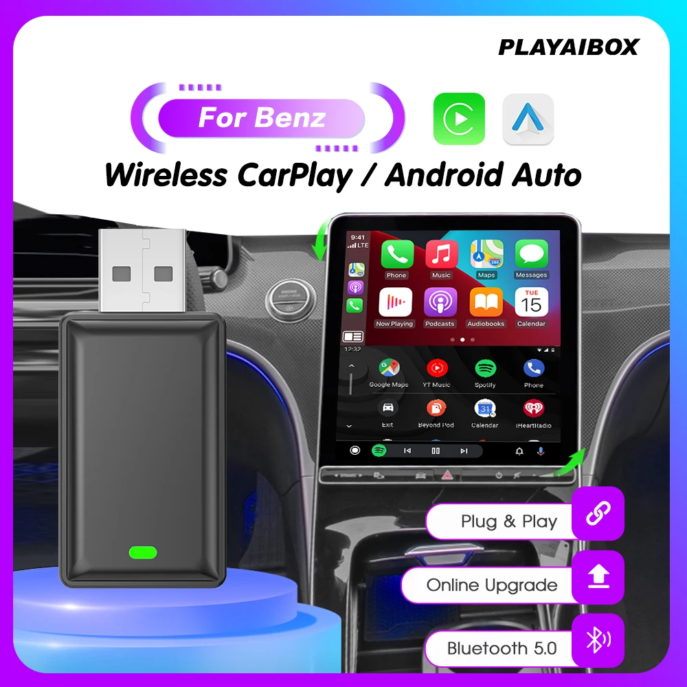 

Carplay беспроводной адаптер Android Auto 2 в 1 Smart Dongle Play & Plug для Benz A‑Class Vito CLA‑Class, slac Citan glb-Class