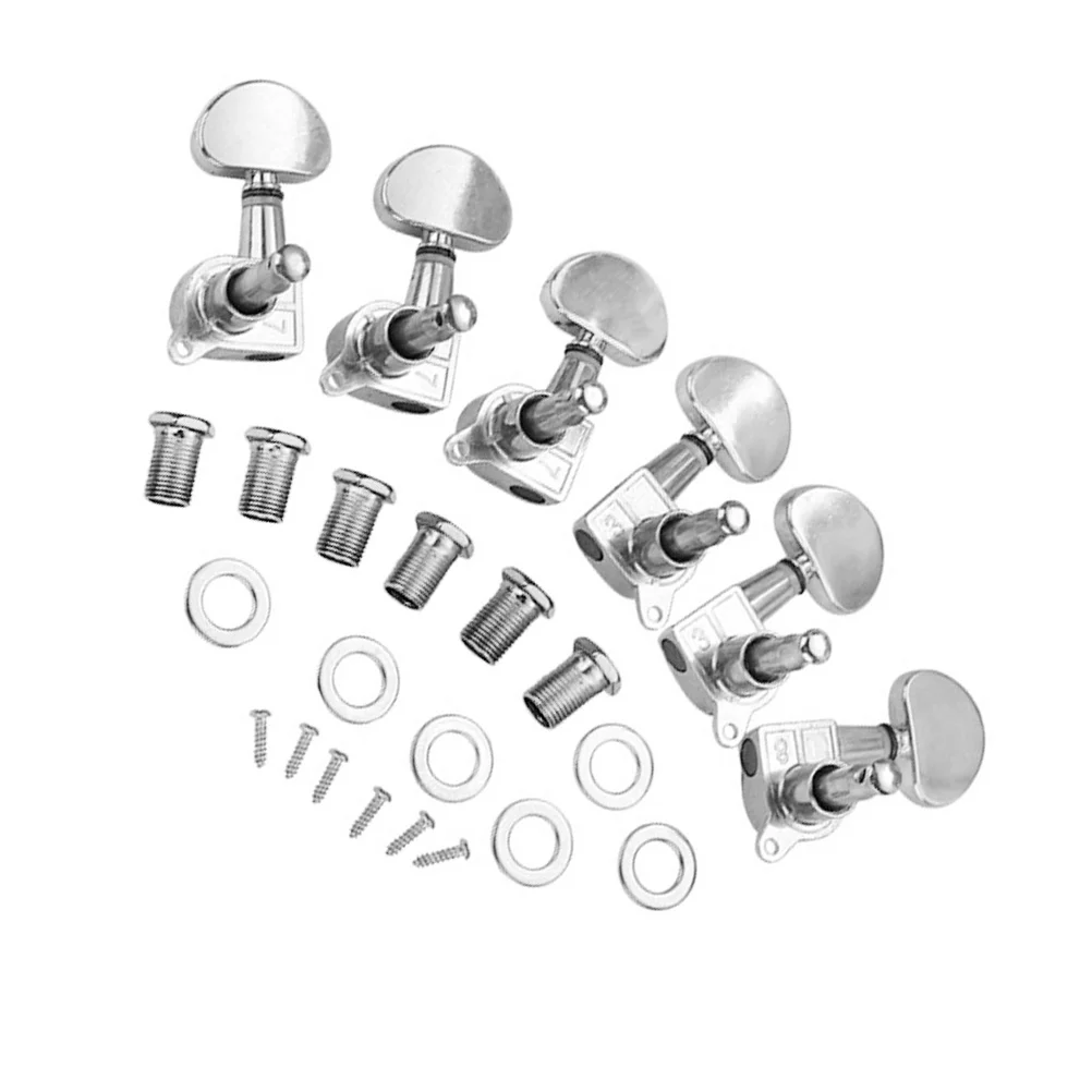 

1 Set Guitar Tuning Pegs Tuners Machine Metal Opening Silver Musical Instrument for Folk Guitar Bass ( Silver )