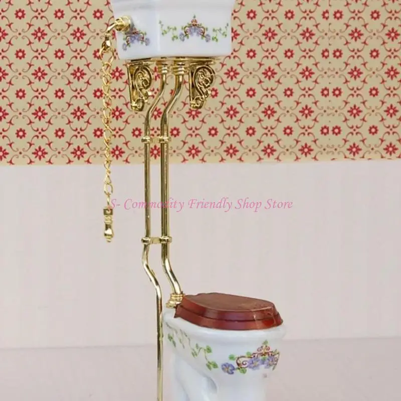 85AE 1/12 Miniatur-Keramik-Toiletten-Puppenhäuser, Badezimmermöbel, realistisches Modell für Sammler und Enthusiasten – Detail 8