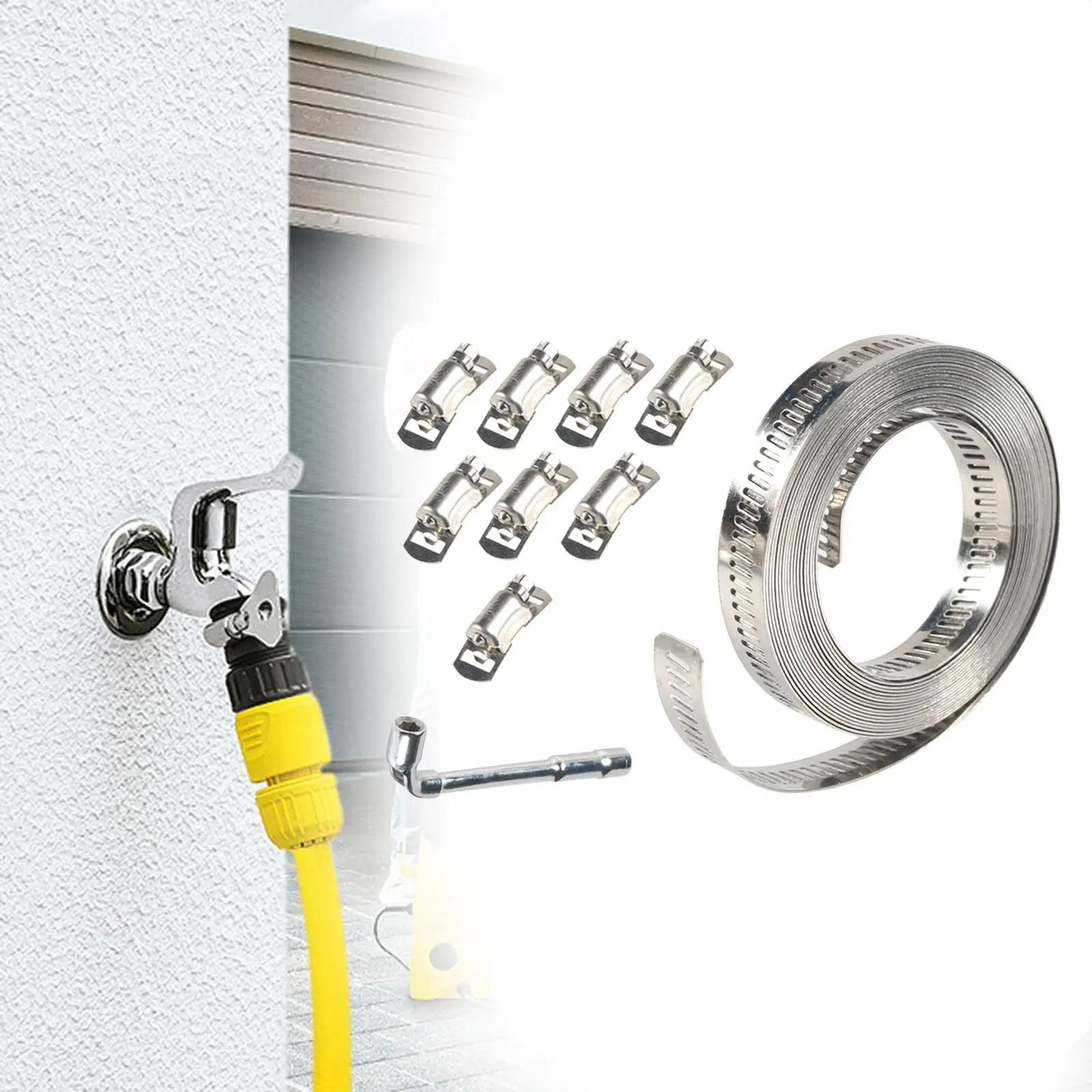 304 Stainless Steel Hose Clamp Adjustable Metal Strap Adjustable Screw Clip for Mechanical Pole Plumbing Worm Gear Hose Air Duct