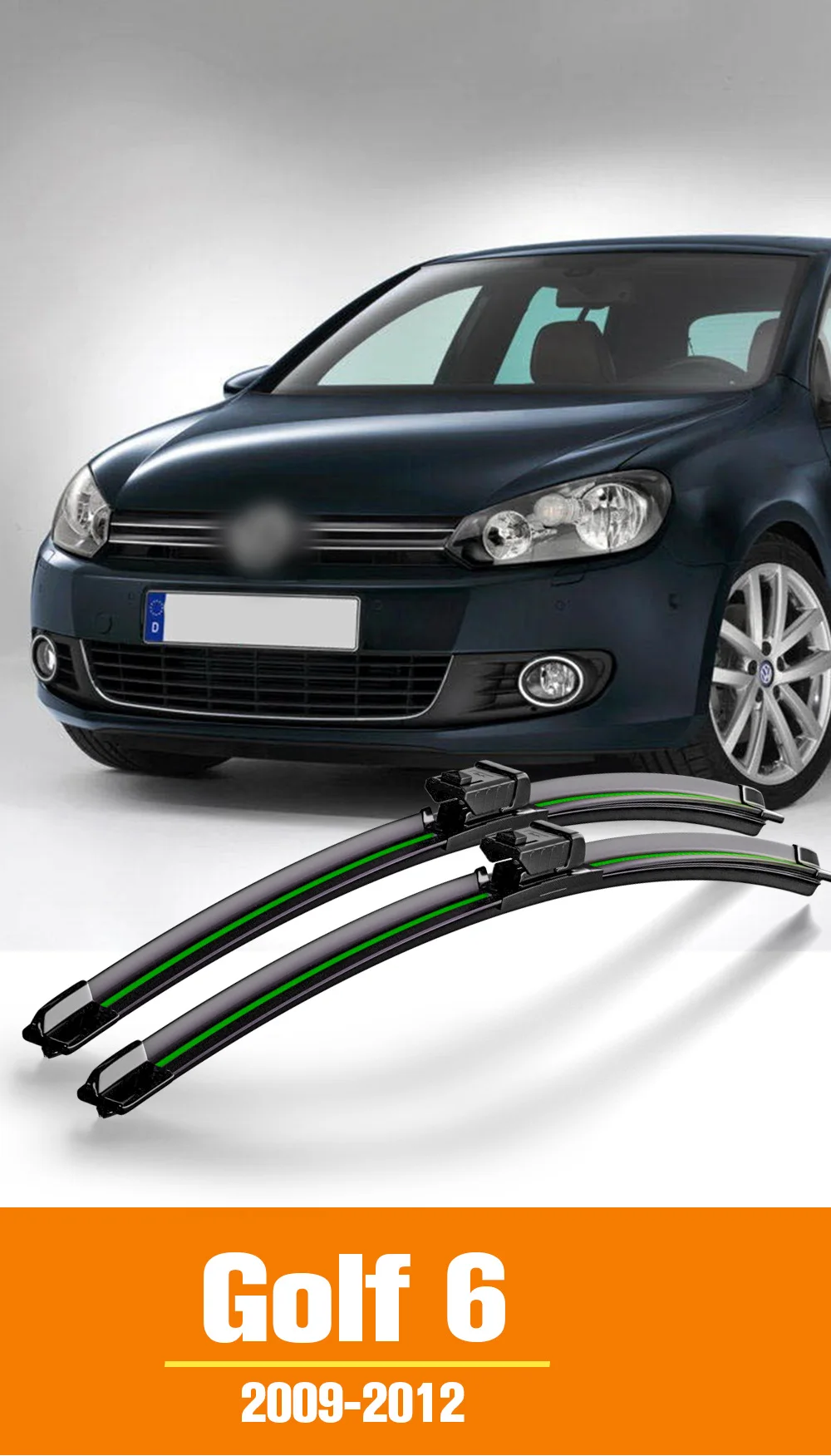 Scheibenwischer Frontwischerblätter Für VW GOLF 6 2009 2010 2011 2012 Windschutzscheibe Windschutzscheibe Frontscheibe 24 "+ 19" LHD Zubehör – Detail 1