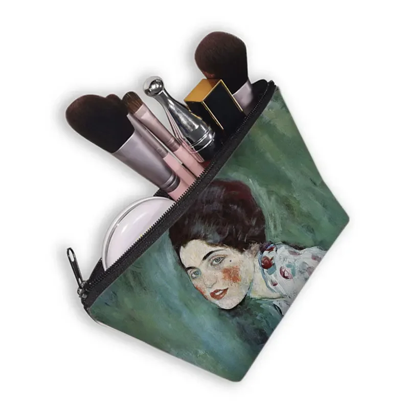 Starry Night Kiss Waterlily Painting Cosmetic Bag Van Gogh Gustav Klimt Monet Women Makeup Bag Ladies Cosmetic Case cosmetic bag cosmetic storage bag makeup bag cosmetic case