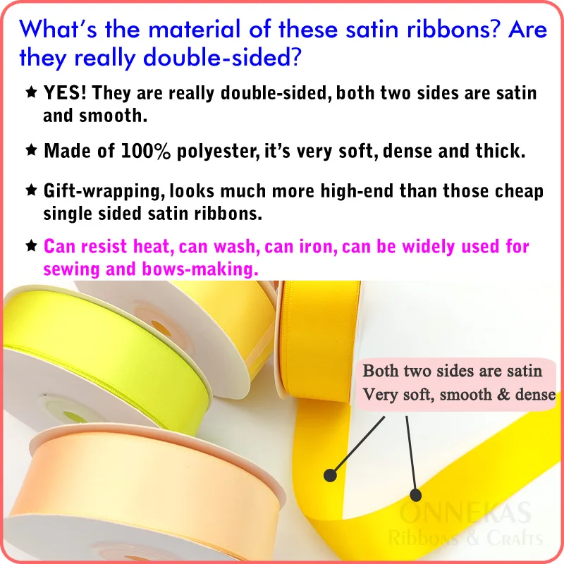 22.5Meters 6/9/16/25/38mm Double Sided SATIN RIBBON Polyester Double Face Silky for Eternal Rose