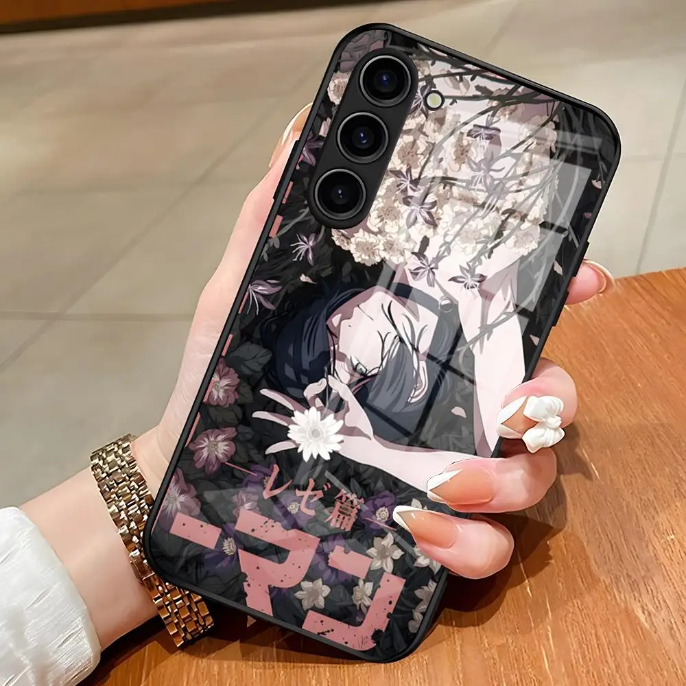 Chic Chainsaw Man Reze Design Glass Phone Case