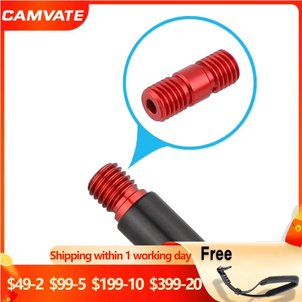 

CAMVATE 2 Pieces M12 Thread Rod Extension Coupling Connector (Red) For DSLR camera 15mm Rail Rod ( M12 Thread) Supporting System