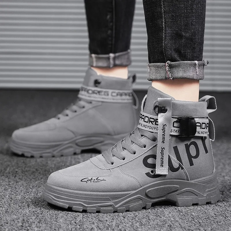 Fashion Men's Boots High-top Tooling Men's Ankle Boots designer Motorcycle Boots comfortable Leather Shoes Male Big Size 39-46 3