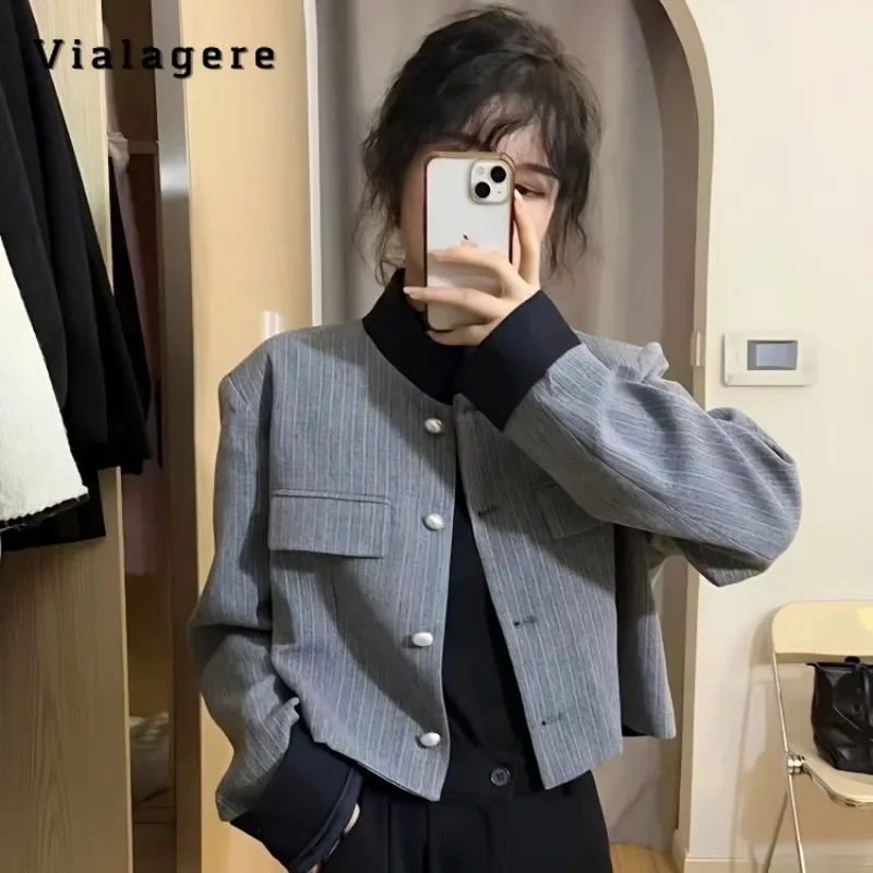 

Women Vintage Office Lady Patchwork Notched Collar Long Sleeve Blazers 2023 Winter Casual Single Button Short Tailored Coat