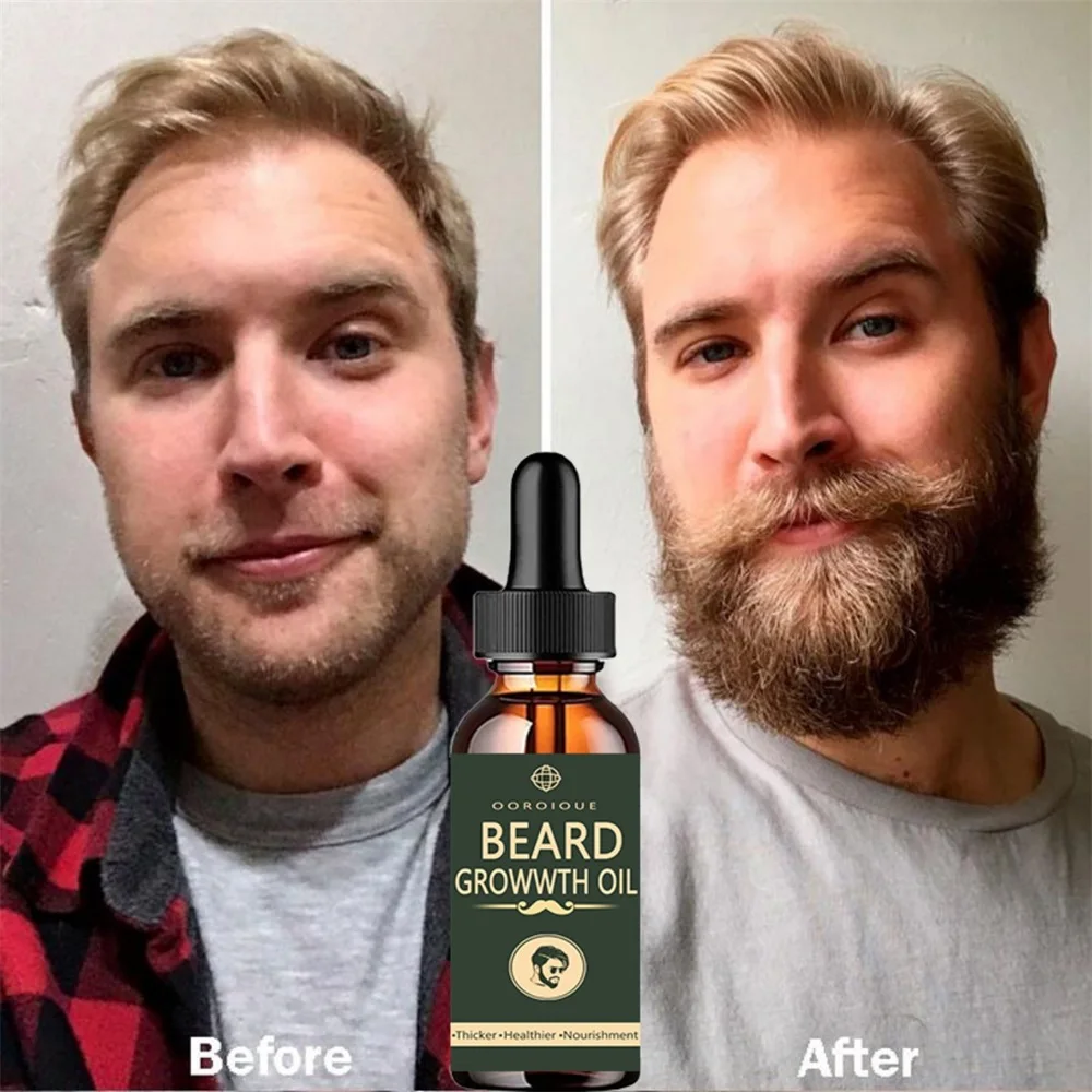 Beard Growth Oil Beard Oil for Men Caffeine Natural Beard Growth Serum Promote Hair Regrowth Professional Brazilian Keratin