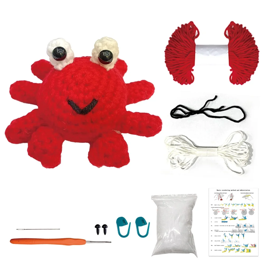 Cute Hand Crochet DIY Animal Kit For Adults Cotton Knitting Yarn Thread Needles Hooks Plush Doll Tool Material Bag Complete Set