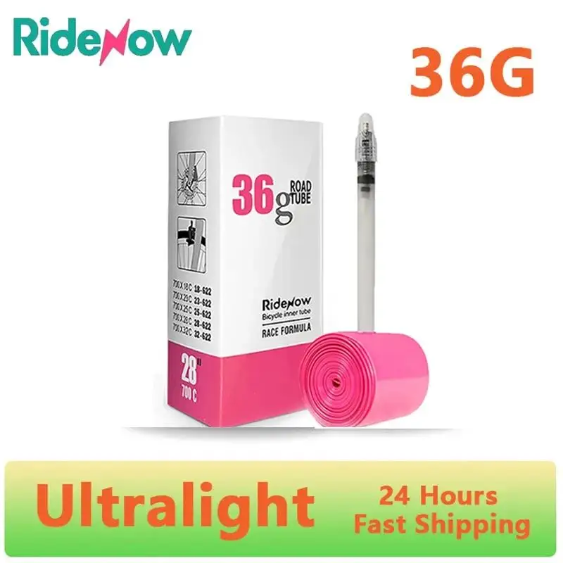 RideNow 초경량 자전거 이너 튜브, 로드 바이크 이너 튜브, 프랑스 밸브, 로드 바이크 이너 튜브, 24G, 700 x 18-32c, 45mm, 65mm, 85mm