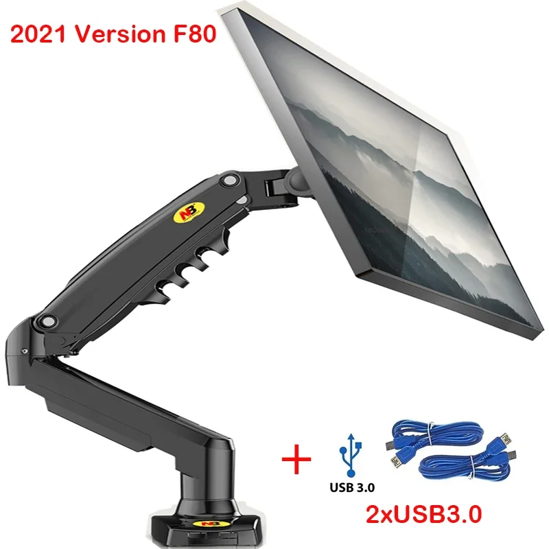 

2021 New F80 Gas Spring 17-30 inch Desktop LED LCD Monitor Mount Holder Arm Ergonomic Gas Strut Flexi Mount Load 2~9kgs
