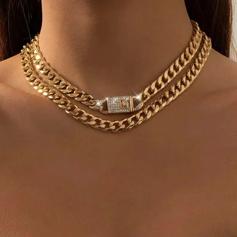 Parure De Bijoux 3 Pièces Ras De Cou - Métal Doré Avec Strass - Sans Nickel - Mode De Paris
